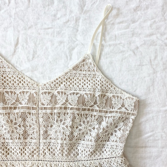 Maurice’s Lace Cream Peplum Spaghetti Strap Top - Picture 2 of 12